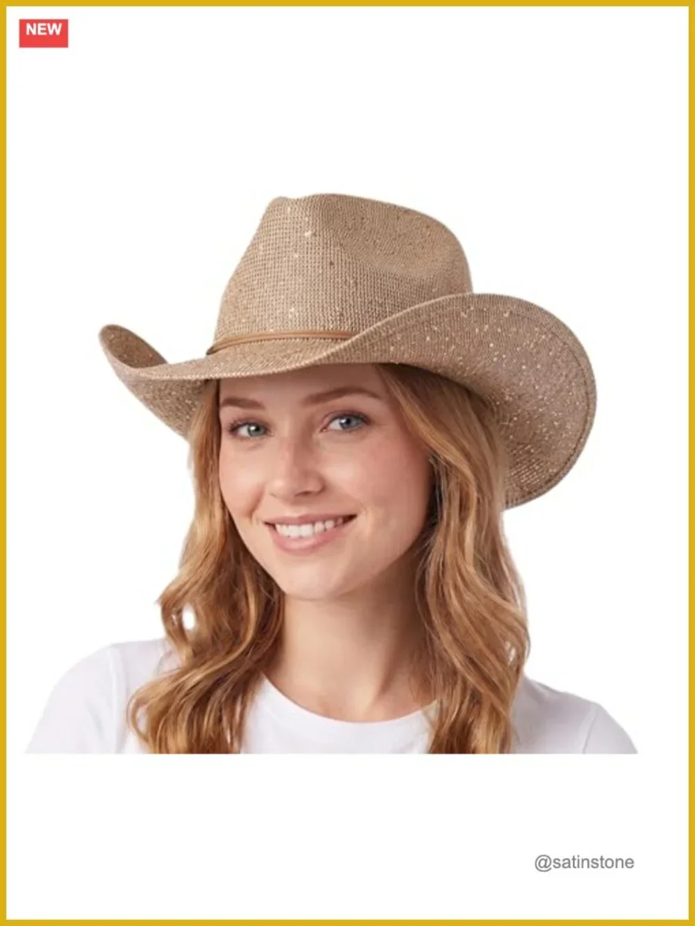 Sparkly Sequin Cowboy Hat with Suede String Trim - Shapeable & Packable